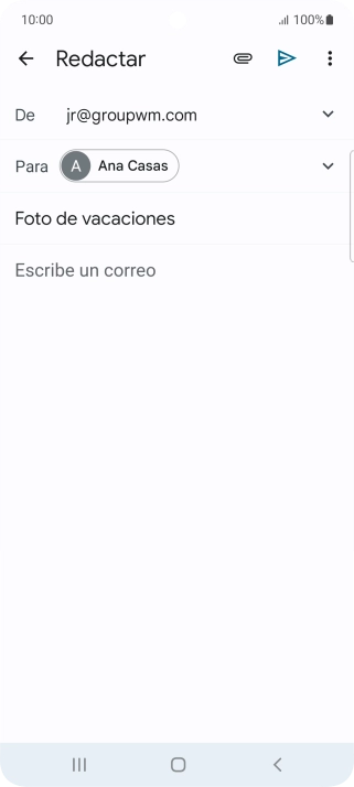 Pulsa en el campo de escritura  y escribe el texto del correo electrónico.