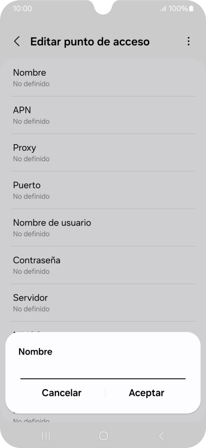 Introduce Vodafone Internet y pulsa Aceptar.