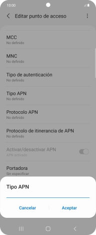 Introduce default y pulsa Aceptar.