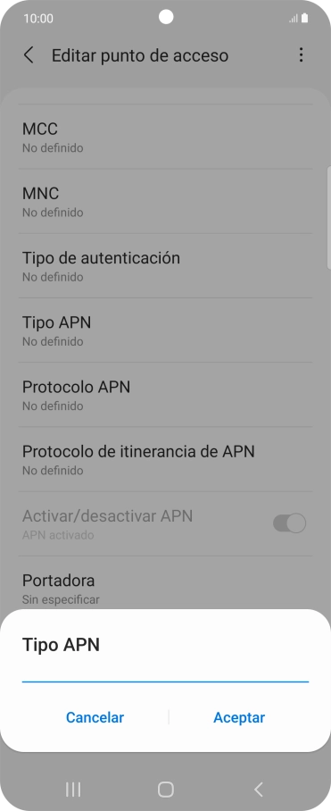 Introduce default y pulsa Aceptar.