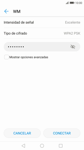 Introduce la contraseña de la red wifi y pulsa CONECTAR.