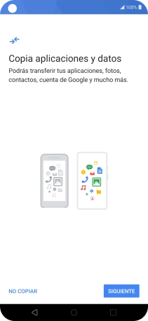 Puedes transferir el contenido de otro teléfono cuando activas tu teléfono por primera vez y cuando lo has restablecido. Cuando aparezca en la pantalla del teléfono esta imagen, ya está listo para la transmisión del contenido del otro teléfono.