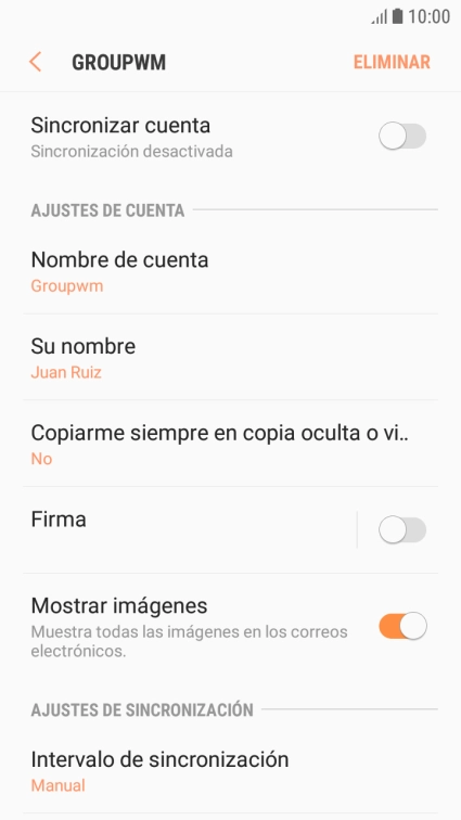 Pulsa Nombre de cuenta.
