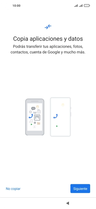 Puedes transferir el contenido de otro teléfono cuando activas tu teléfono por primera vez y cuando lo has restablecido. Cuando aparezca en la pantalla del teléfono esta imagen, ya está listo para la transmisión del contenido del otro teléfono.