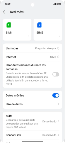 Pulsa la SIM de la línea móvil deseada.