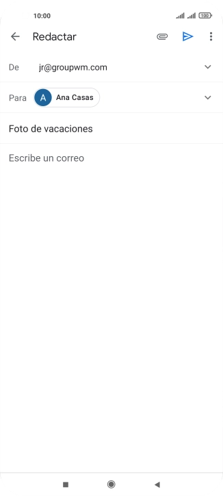 Pulsa en el campo de escritura  y escribe el texto del correo electrónico.