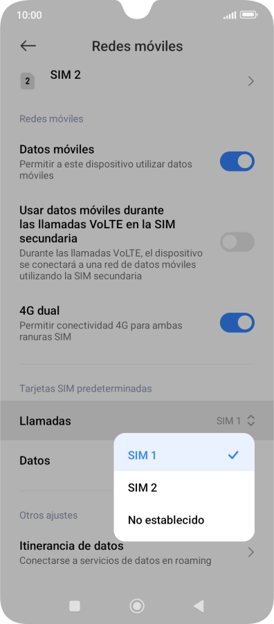 Pulsa el ajuste deseado.