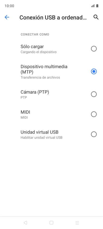 Pulsa Dispositivo multimedia (MTP).