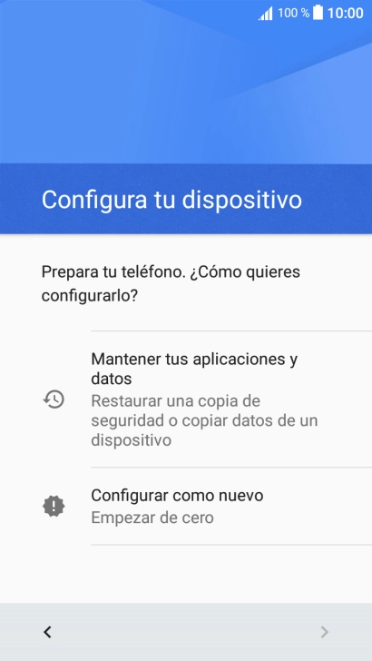 Puedes transferir el contenido de otro teléfono cuando activas tu teléfono por primera vez y cuando lo has restablecido. Cuando aparezca en la pantalla del teléfono esta imagen, ya está listo para la transmisión del contenido del otro teléfono.