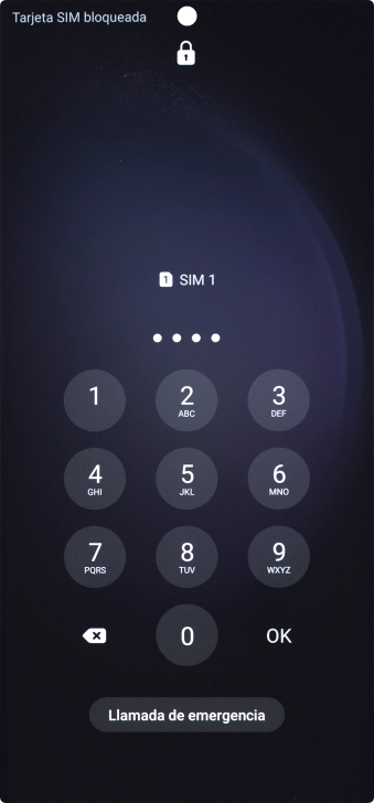 Si es necesario desbloquear la tarjeta SIM, introduce el código PIN y pulsa OK.