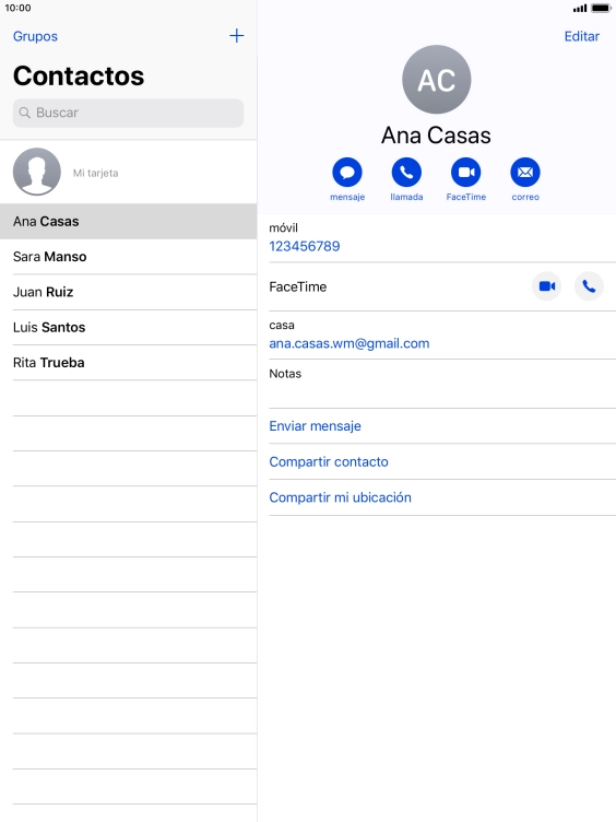 Pulsa el icono de nuevo contacto.