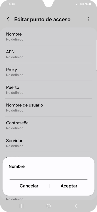 Introduce Vodafone Internet y pulsa Aceptar.