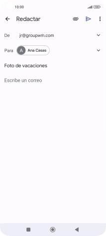Pulsa en el campo de escritura  y escribe el texto del correo electrónico.