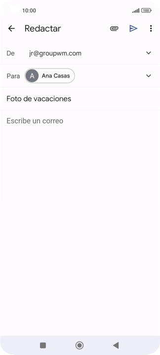 Pulsa en el campo de escritura  y escribe el texto del correo electrónico.