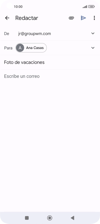 Pulsa en el campo de escritura  y escribe el texto del correo electrónico.