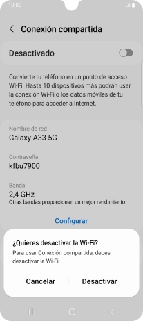 Si la función de wifi está activada, pulsa Desactivar.