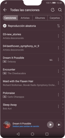 Pulsa una categoría y desplázate al archivo de música deseado.