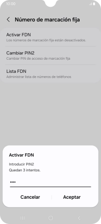 Introduce el código PIN2 y pulsa Aceptar.