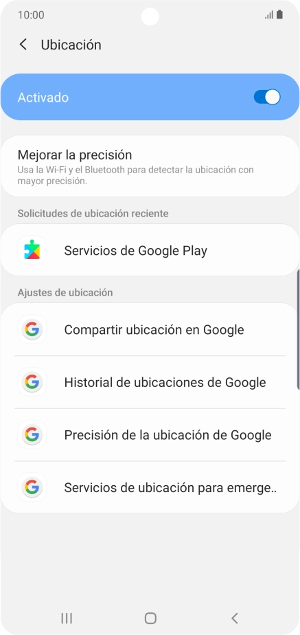 Pulsa Precisión de la ubicación de Google.