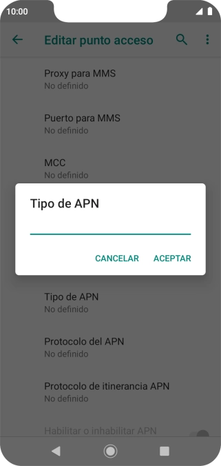 Introduce default y pulsa ACEPTAR.
