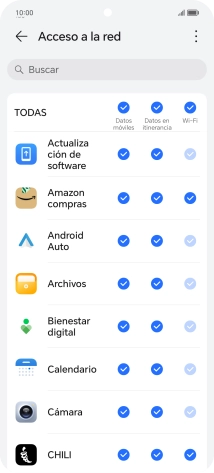 Pulsa en el campo junto al nombre de la aplicación bajo la columna de 