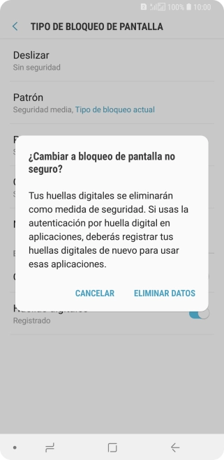 Pulsa ELIMINAR DATOS.