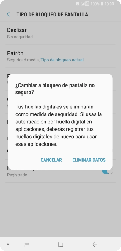 Pulsa ELIMINAR DATOS.