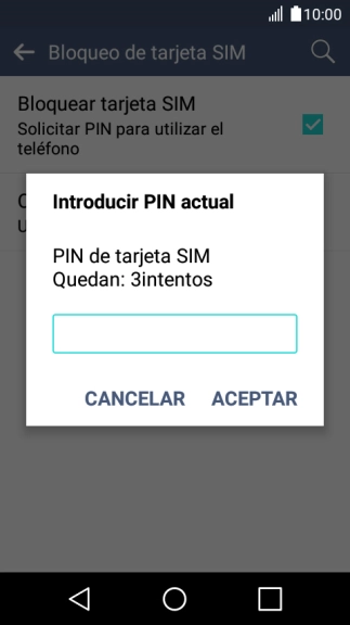 Introduce tu código PIN y pulsa ACEPTAR.