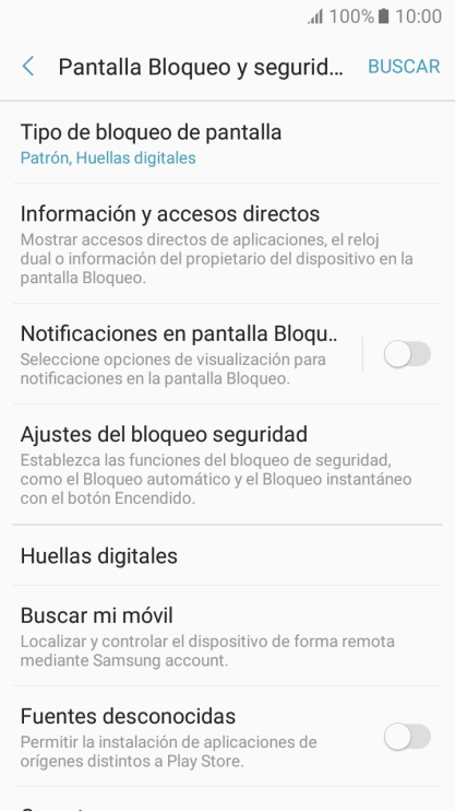 Pulsa Tipo de bloqueo de pantalla e introduce el código de seguridad actual.