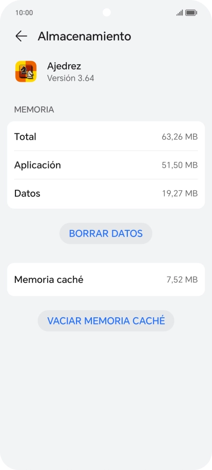 Pulsa VACIAR MEMORIA CACHÉ.
