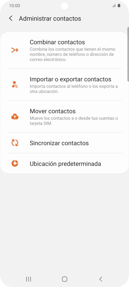Pulsa Importar o exportar contactos.