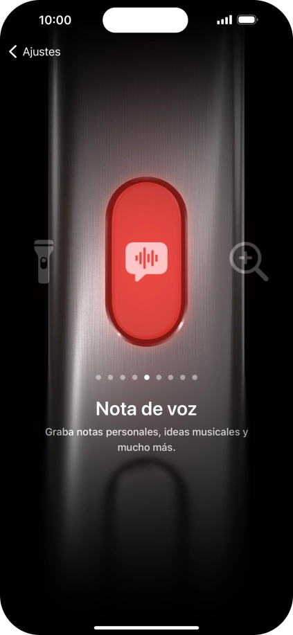 Desliza el dedo hacia la derecha o hacia la izquierda por la pantalla para seleccionar la función deseada.