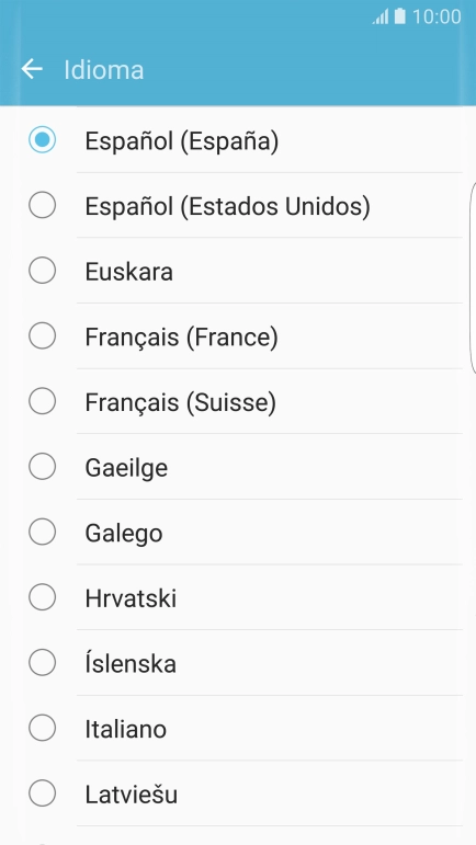 Pulsa el idioma deseado.