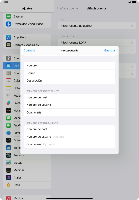 Pulsa Nombre de usuario e introduce el nombre de usuario de tu cuenta de correo electrónico.