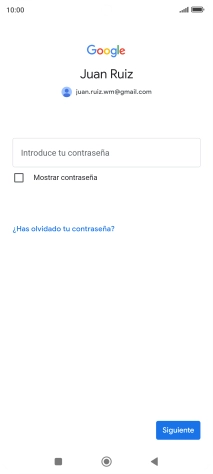 Pulsa Introduce tu contraseña e introduce la contraseña de tu cuenta de Google.