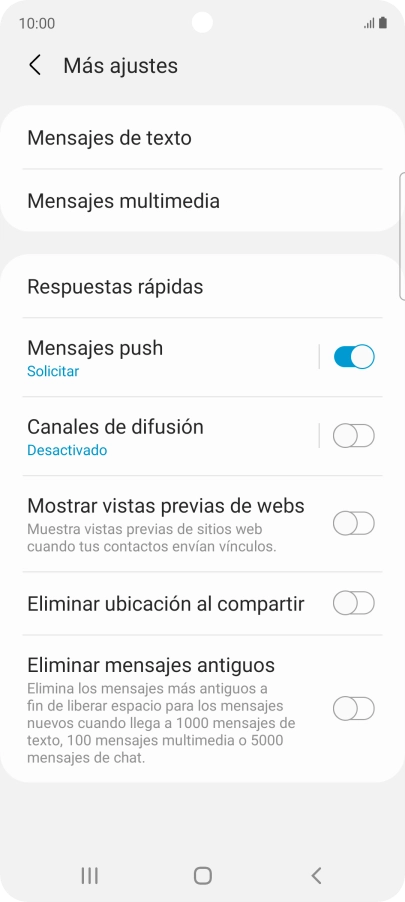 Pulsa Mensajes de texto.