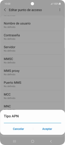 Introduce default y pulsa Aceptar.