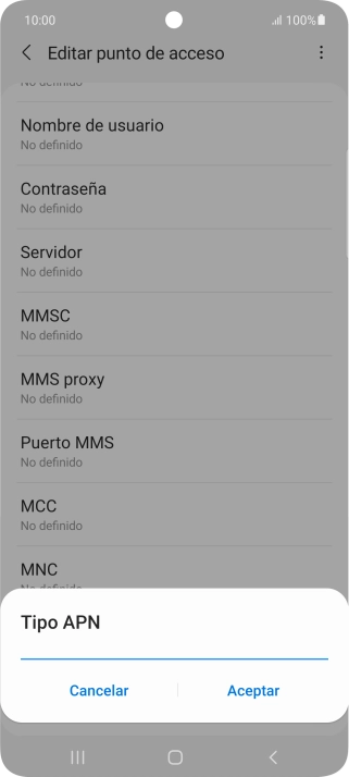 Introduce default y pulsa Aceptar.