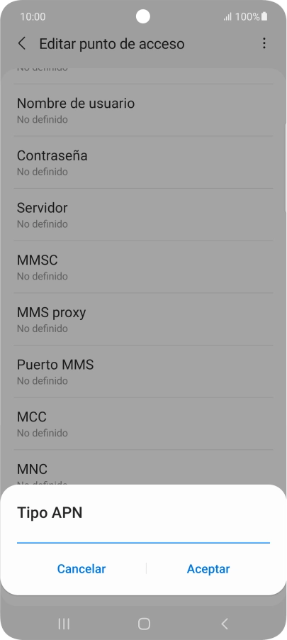 Introduce default y pulsa Aceptar.