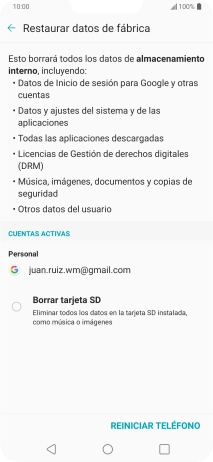 Pulsa REINICIAR TELÉFONO.