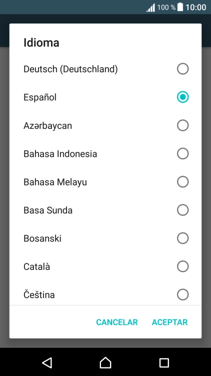 Pulsa el idioma deseado.