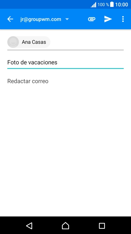 Pulsa en el campo de escritura  y escribe el texto del correo electrónico.