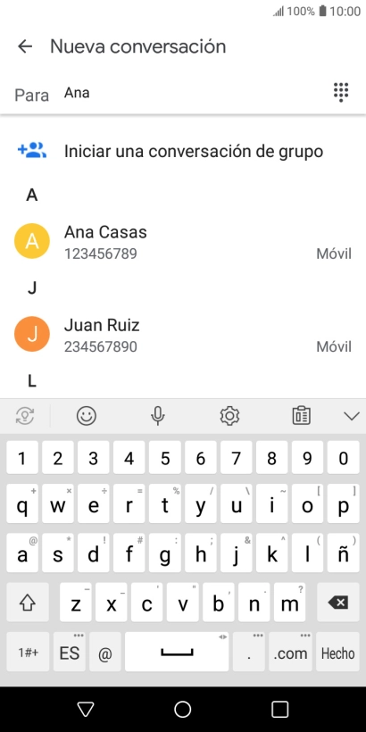 Pulsa el contacto deseado.