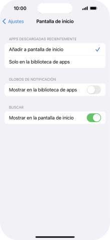 Para añadir nuevas apps descargadas a la pantalla de inicio y a la biblioteca de apps, pulsa Añadir a pantalla de inicio.