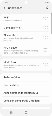 Pulsa Conexión compartida y Módem.