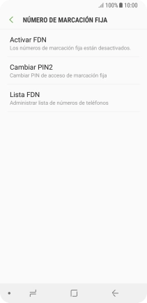 Pulsa Activar FDN para activar la marcación fija.