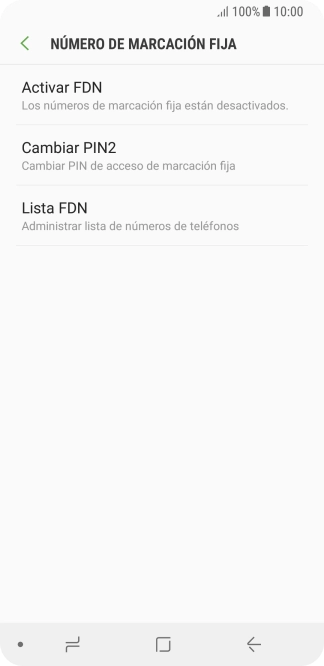 Pulsa Activar FDN para activar la marcación fija.