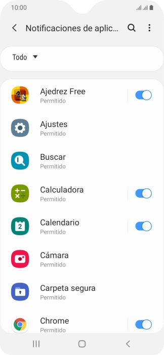 Pulsa el indicador junto a la app deseada para activar o desactivar la función.