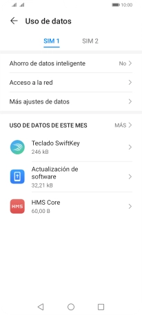El consumo de datos por cada aplicación aparece bajo el nombre de la aplicación.