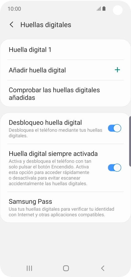 Pulsa el indicador junto a los ajustes deseados.